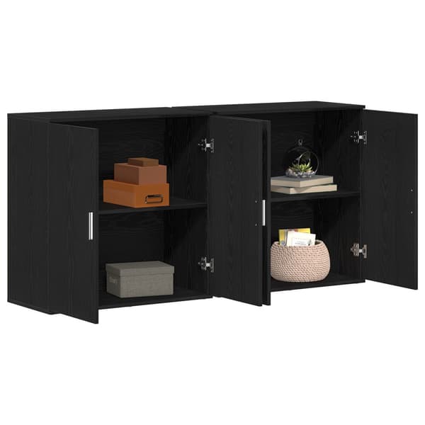 Sideboard 2 pcs Svart Ek 79 x 38 x 80 cm Konstruerat trä