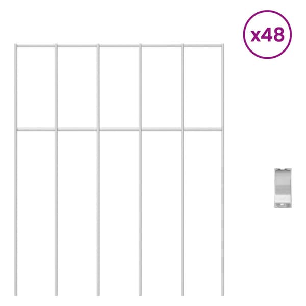 Trädgårdsstängselpanel 48 pcs Galvaniserat stål Silver