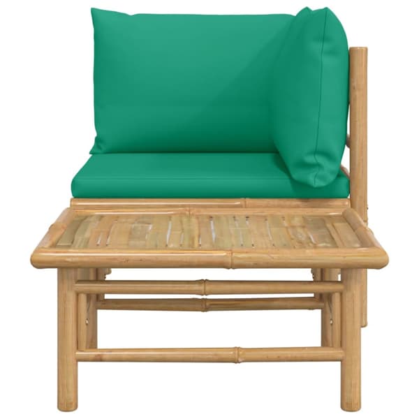 Loungegrupp för trädgården 2 delar gröna dynor bambu