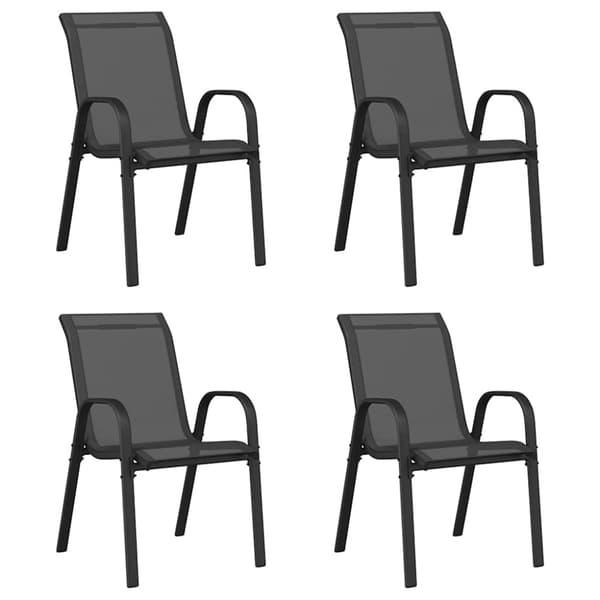 Stapelbara trädgårdsstolar 4 st svart textilentyg