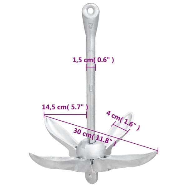 Hopfällbart ankare silver 1,5 kg smidbart järn