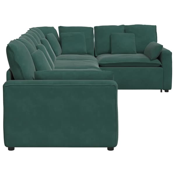 Modulsoffa med dynor sammet mörkgrön