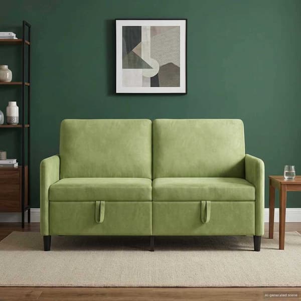 Soffa med förvaring Ljusgrön 152 x 78 x 87 cm Polyester