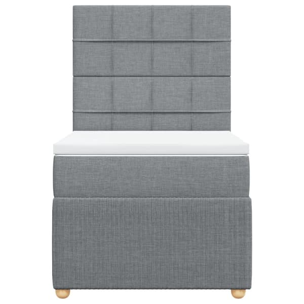 Ramsäng med madrass ljusgrå 90x200 cm tyg