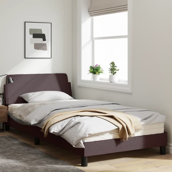 Bed Frame "Dover" Dark Brown 100x200 cm Fabric