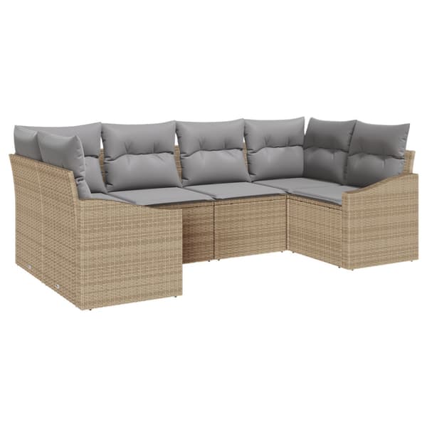 Soffset med kudde 6 pcs Beige konstrotting