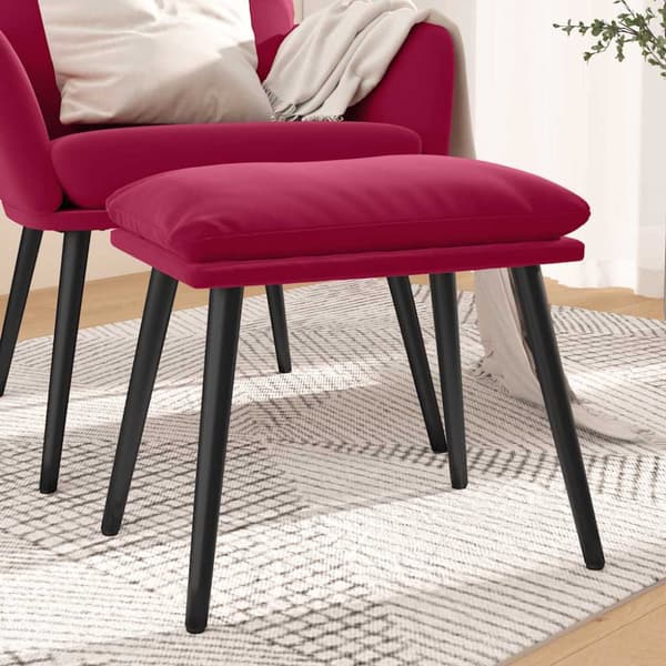 Fotpall vinröd 45x29,5x35 cm sammet