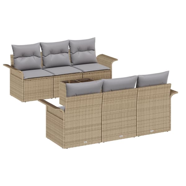 Trädgårdsoffset med kudde 7 pcs Beige konstrotting