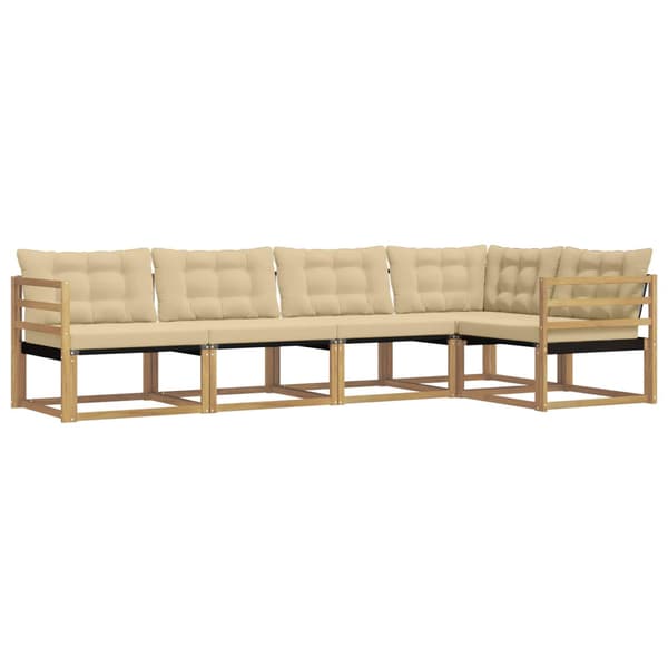 Utomhussoffset med kudde 5 pcs Vit och Beige