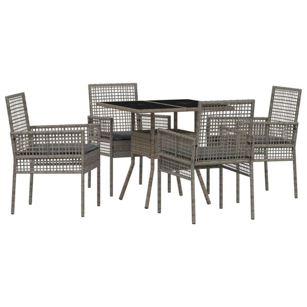 Trädgårdsmöbelset 5 pcs Grå konstrotting