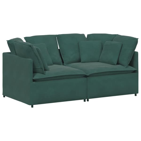 Modulsoffa med dynor sammet mörkgrön