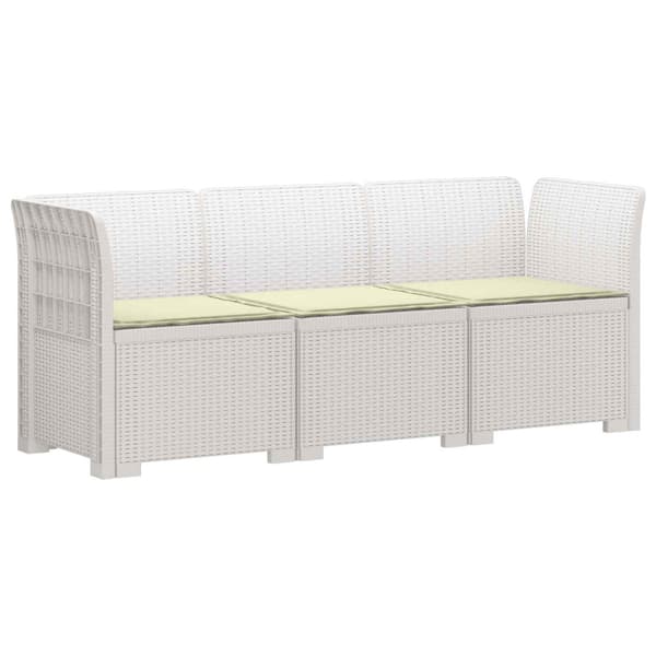 3-sits trädgårdsoffa med kuddar Rattan-look PP Vit