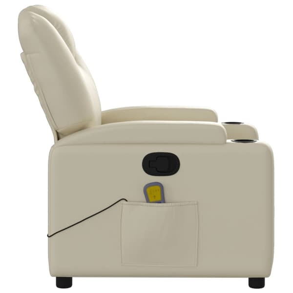 Massagefåtölj krämfärgad konstläder