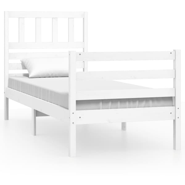 Sängram massivt trä 75x190 cm vit