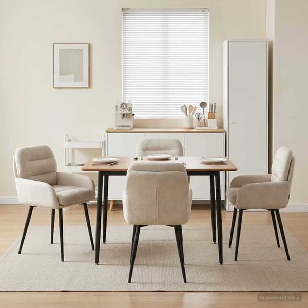Matstolar 4 pcs Sammet Gräddvit 59 x 59,5 x 90 cm