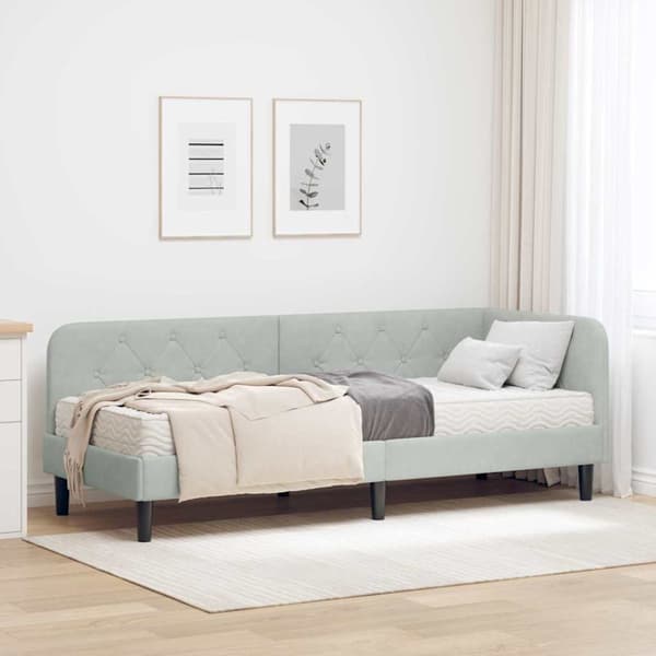 Hörn Sängram Ljusgrå 80 x 200 cm Sammet