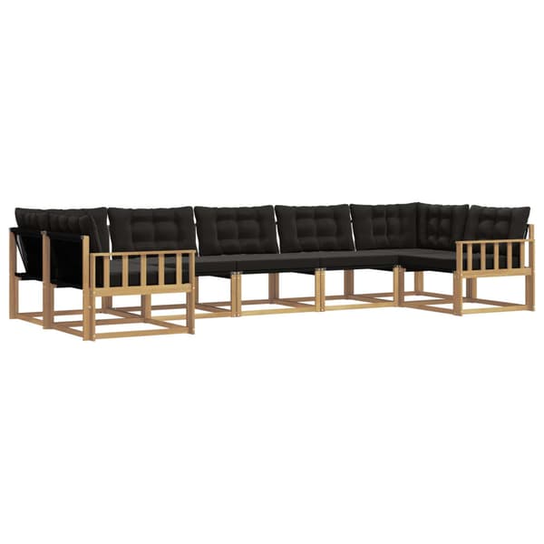 Utomhussoffset med kudde 7 pcs Vit och svart