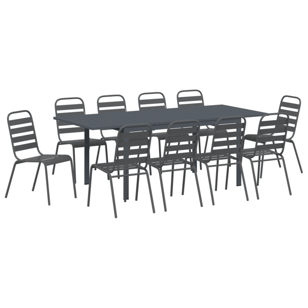 Trädgårdsmöbelset 11 pcs Antracit Pulverlackerad stål