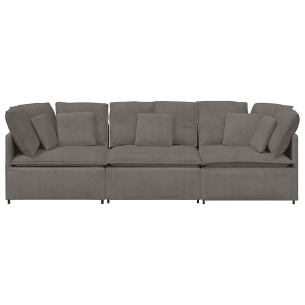 Modulsoffa med dynor manchestertyg ljusgrå
