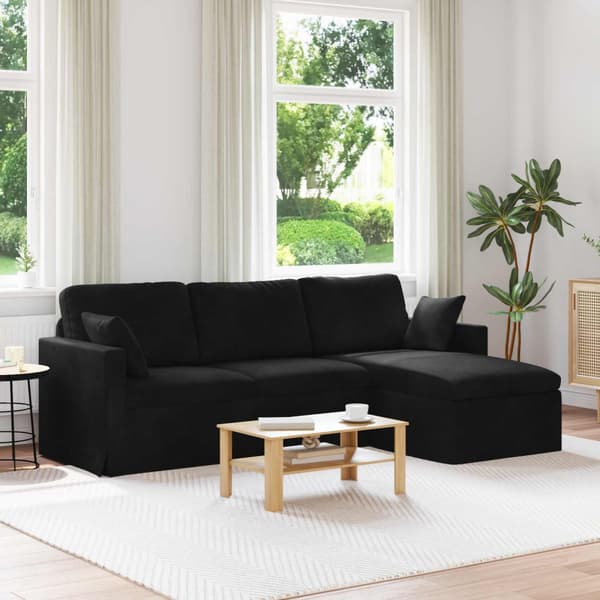 Soffa Svart 228 x 134 x 80 cm Sammet