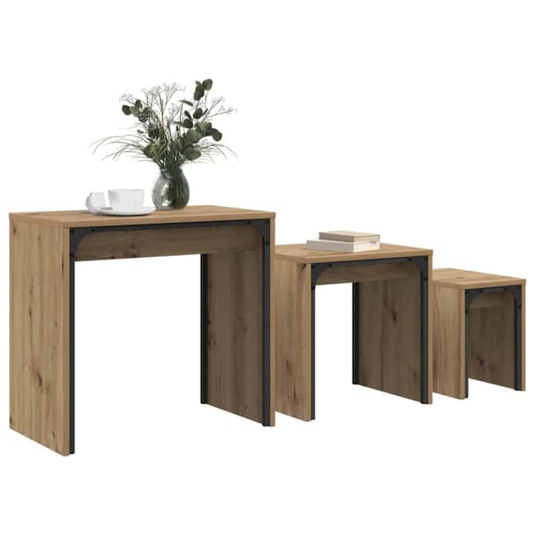 Kaffeebord 3 pcs Artisan Ek Konstruerat trä