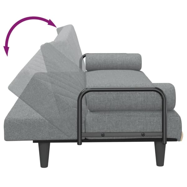 Bäddsoffa med armstöd ljusgrå tyg