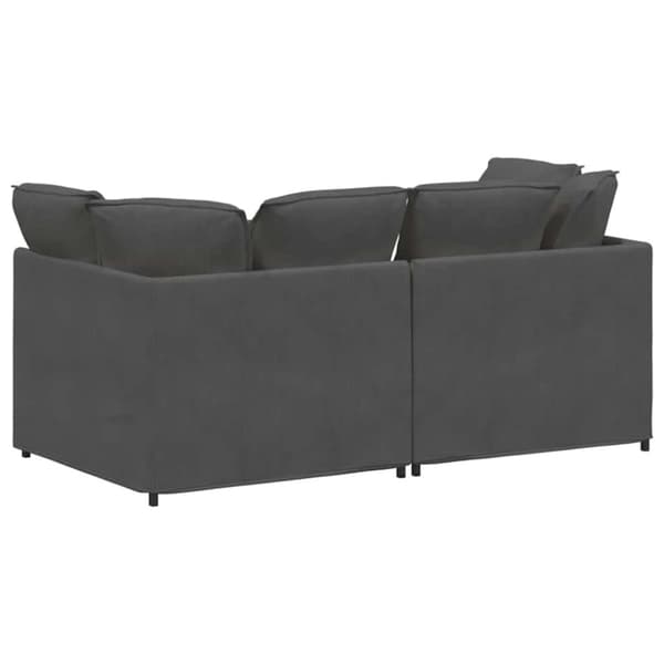 Modulsoffa med dynor manchestertyg mörkgrå
