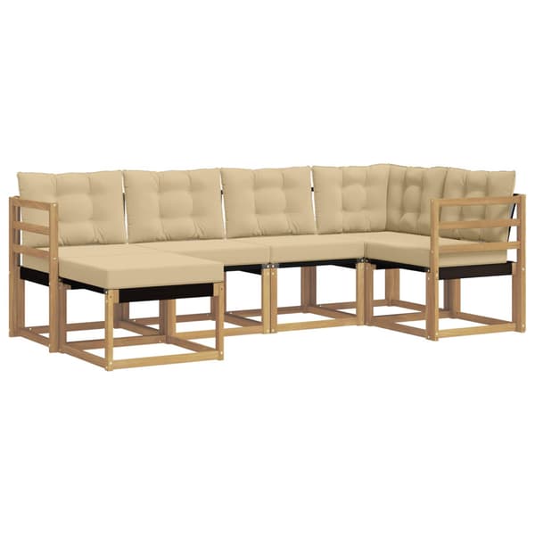 Utomhussoffset med kudde 6 pcs Vit och Beige