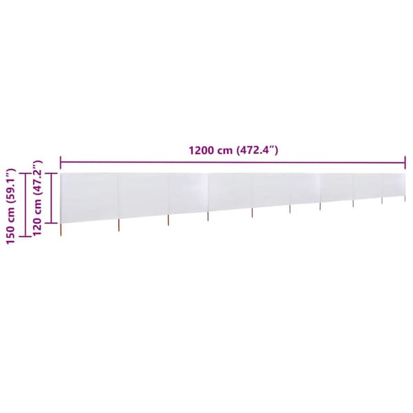 Vindskydd 9 paneler tyg 1200x120 cm sandvit