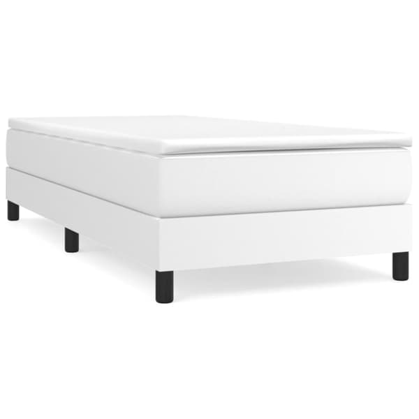 Boxspring-sängram vit 90x200 cm konstläder
