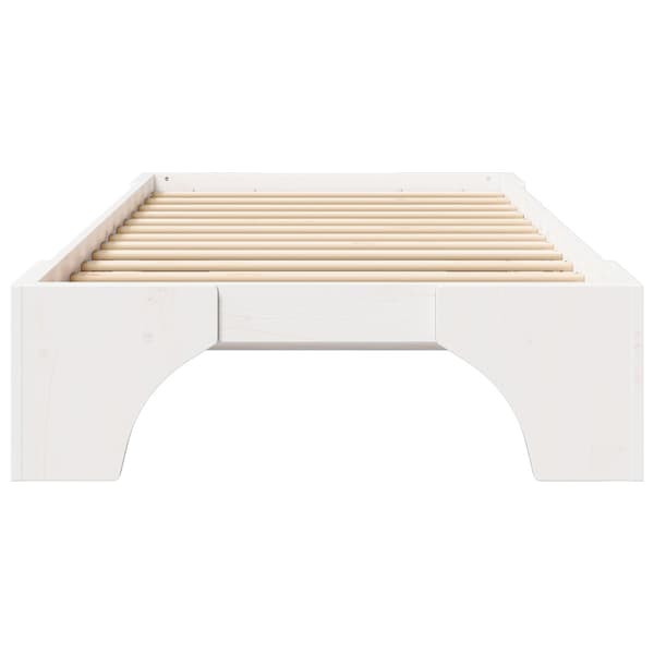 Sängram Vit 75 x 190 cm Massiv furu