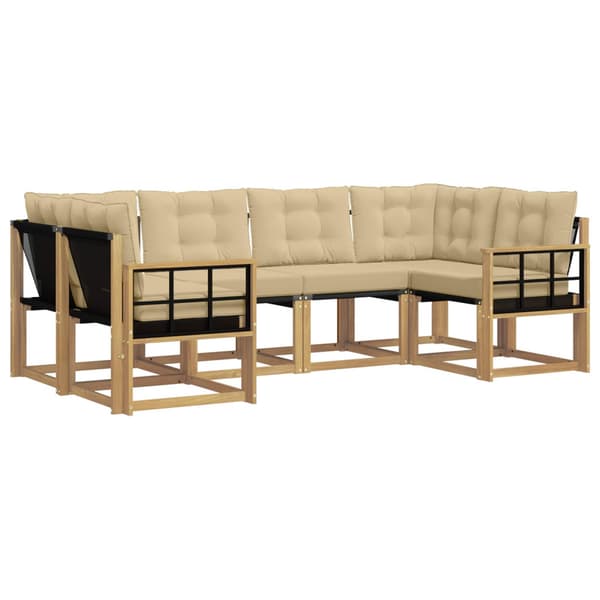 Utomhussoffset med kudde 6 pcs Vit och Beige
