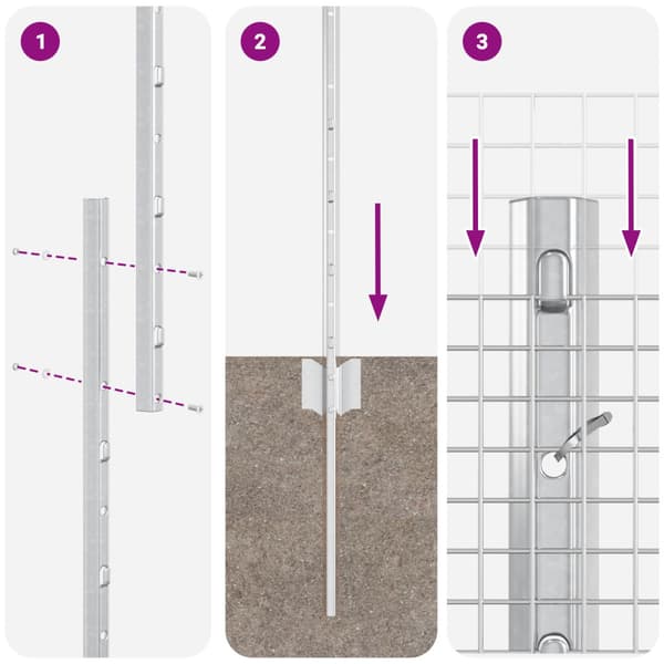 Stängsel med stolpe Silver 1,5 x 10 m Stål