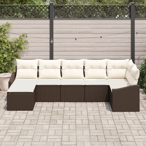 Soffset med kudde 7 pcs Brun konstrotting