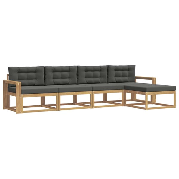 Utomhussoffset med kudde 4 pcs Vit och antracit Polyester