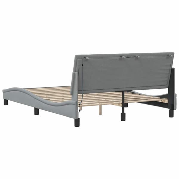 Bed Frame without Mattress "Hanko" Light Grey 140x190cm Fabric