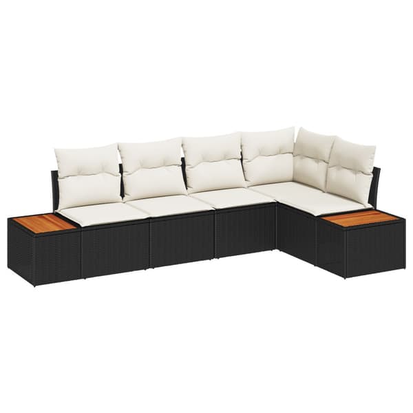 Trädgårdsoffset 5 st Svart Poly rattan