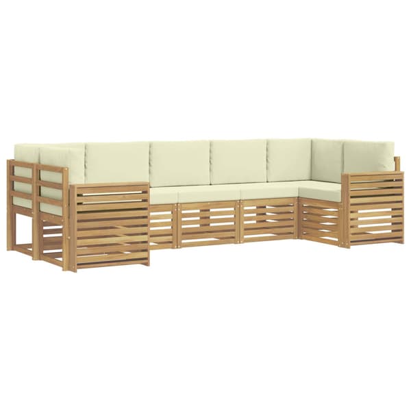 Utomhussoffset 7 pcs Vit och grädde 304 x 132,5 x 73 cm