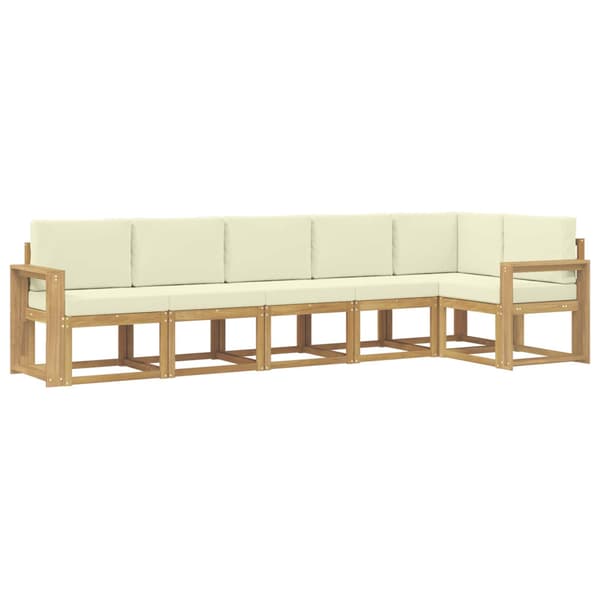 Utomhussoffset med kudde 6 pcs Vit och grädde Polyester