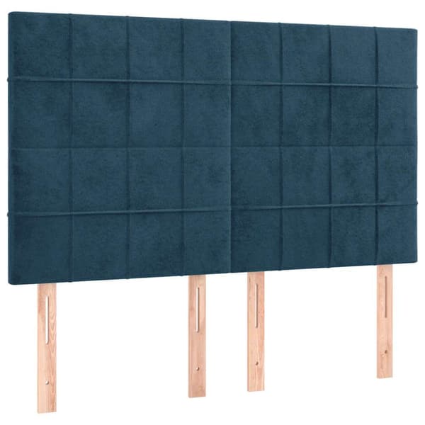 Ramsäng med madrass mörkblå 140x200 cm sammet