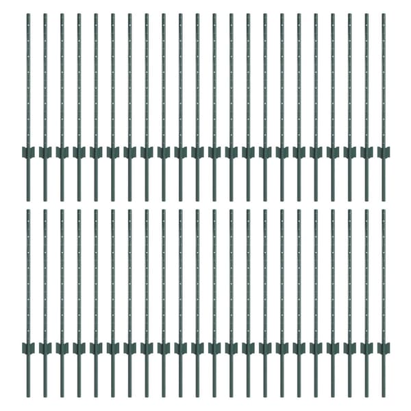 Stängselstolpe 44 pcs Grön 120 cm Stål