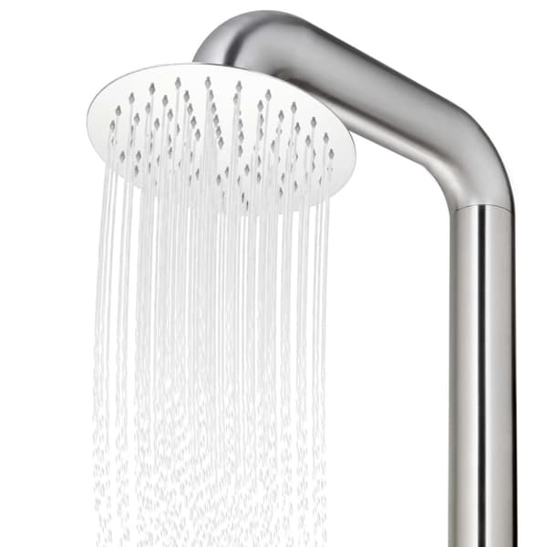 Trädgårdsdusch med grått golv 230 cm rostfritt stål
