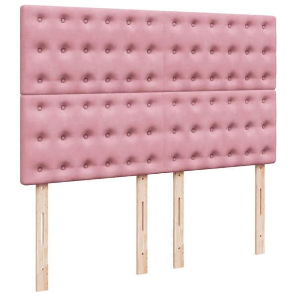 Ramsäng med madrass rosa 140x200 cm sammet