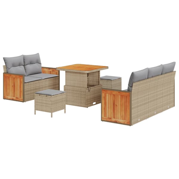 Trädgårdsoffset med kudde 8 pcs Beige och Ljusgrå