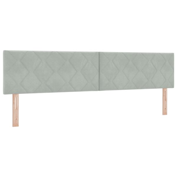 Bäddfjäder med huvudgavel Ljusgrå 200 x 200 cm Sammet