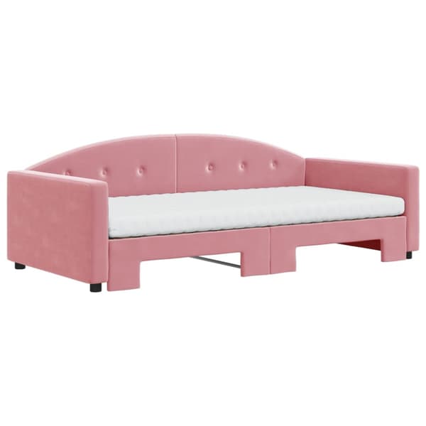Dagbädd utdragbar och madrasser rosa 100x200 cm sammet
