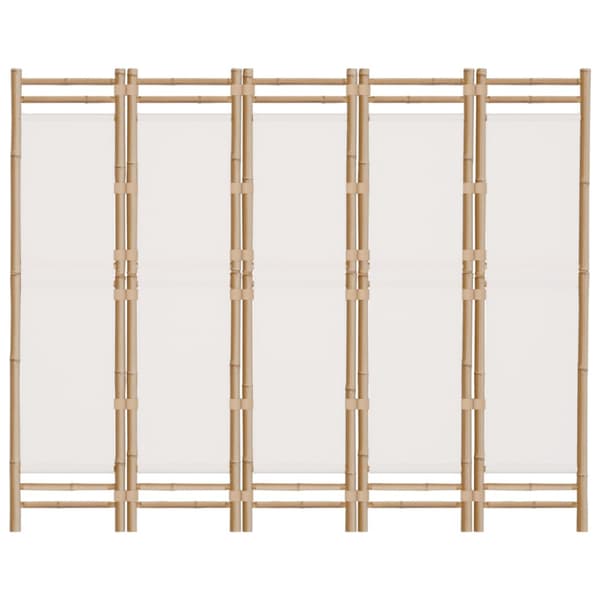 Rumsavdelare 5 paneler hopfällbar 200 cm bambu och kanvas