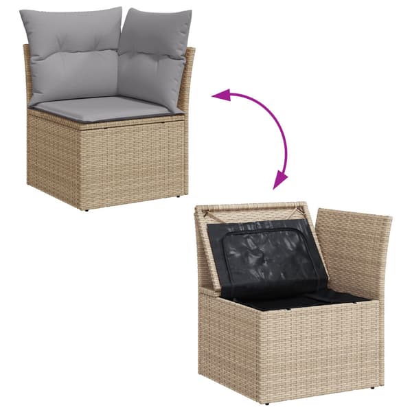 Trädgårdsoffset 6 pcs Beige och Ljusgrå konstrotting