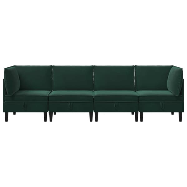 Möbelset för vardagsrummet med kudde 4 pcs Mörkgrön Sammet