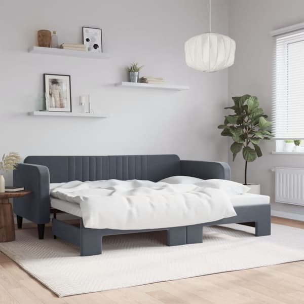 Dagbädd utdragbar mörkgrå 90x200 cm sammet